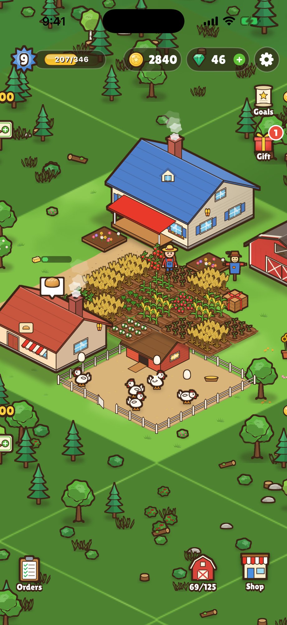 A growing farm in Pam's Farm