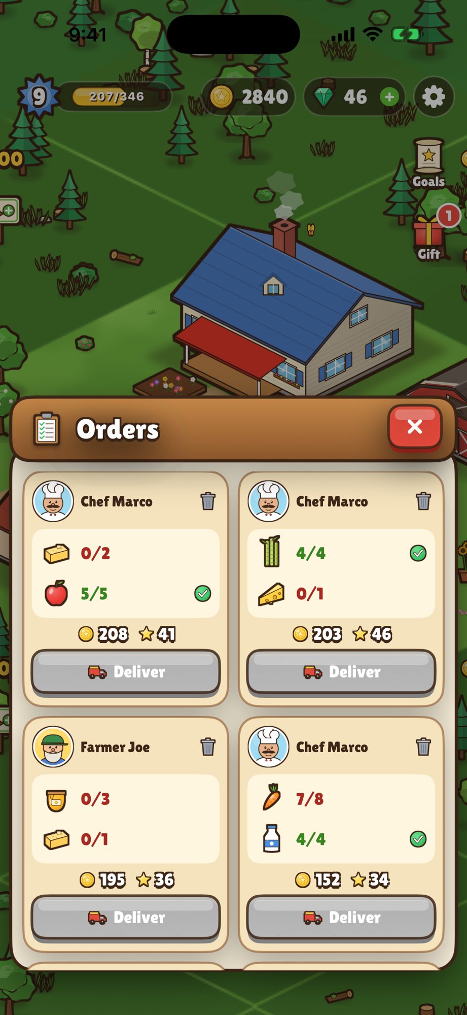 Orders from your neighbors in Pam's Farm